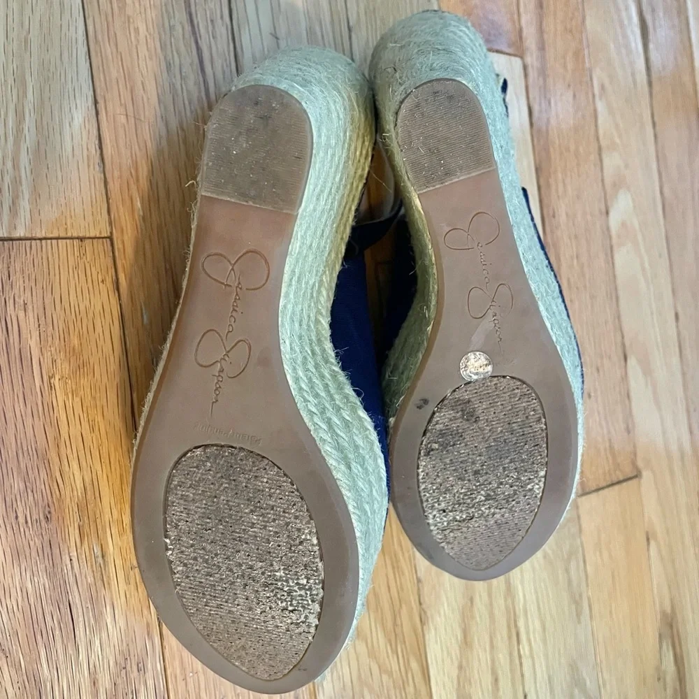 Jessica Simpson DP Purple Slingback Peep-toe Wedge Sandal Sz 6.5 - Picture 7 of 8